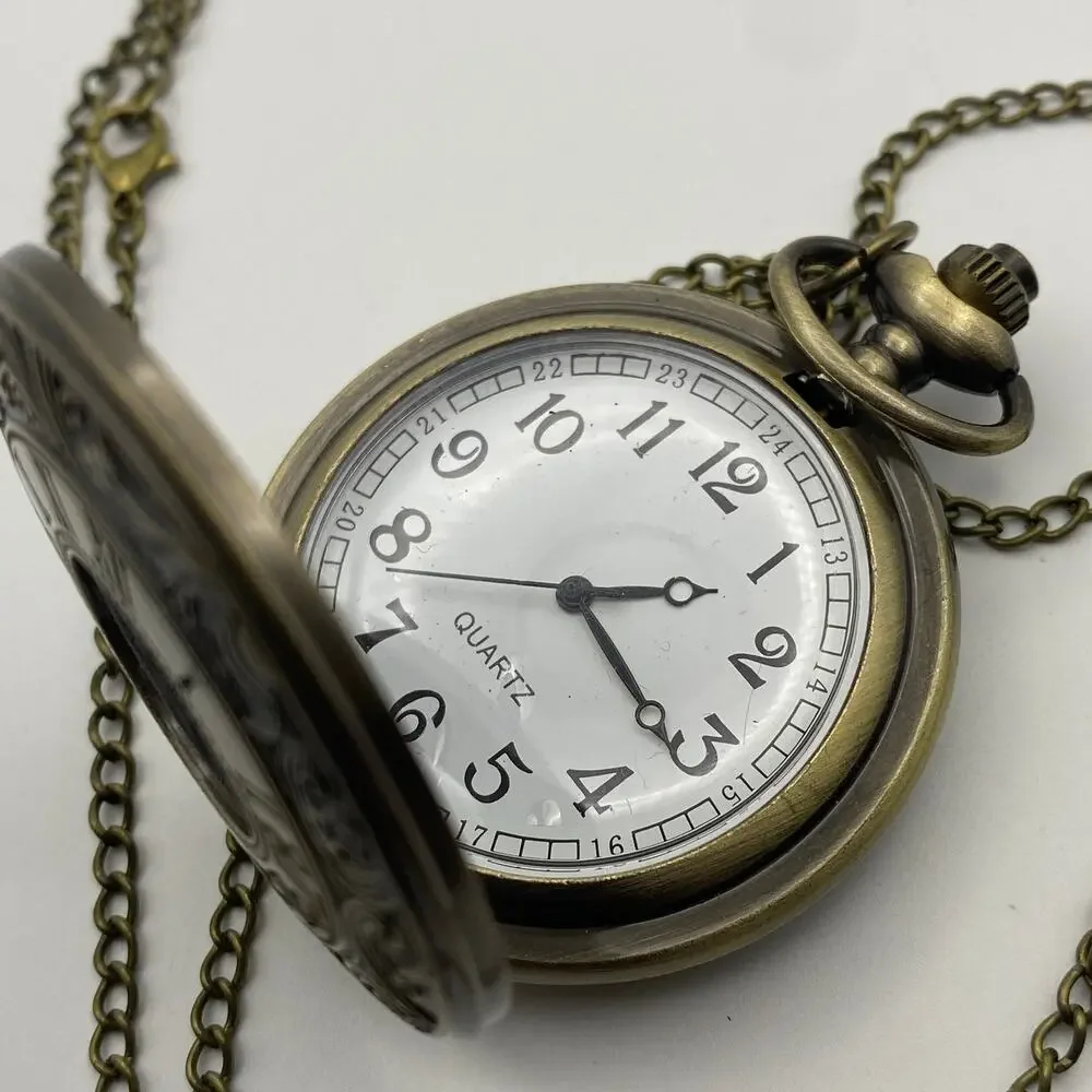 Antique-Style Bronze Pocket Watch - Quartz Movement